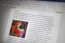 Thomas har skrivit boken i datorns Word-program.